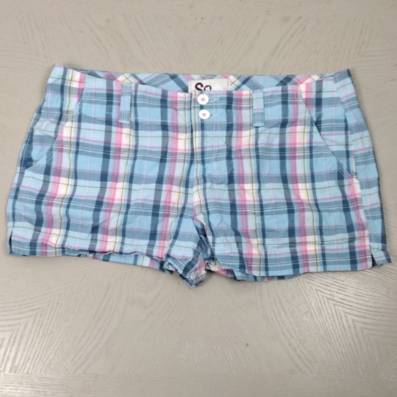 SO Pants - SO Blue Plaid Shorts